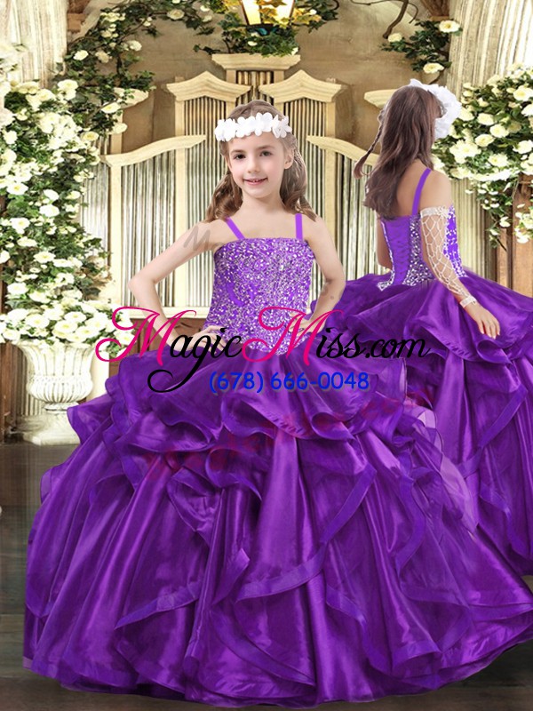 wholesale purple sleeveless beading and ruffles floor length quinceanera dress