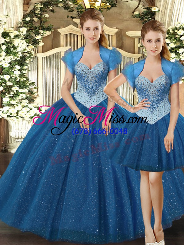 wholesale high end teal quinceanera gown military ball and sweet 16 and quinceanera with beading straps sleeveless lace up