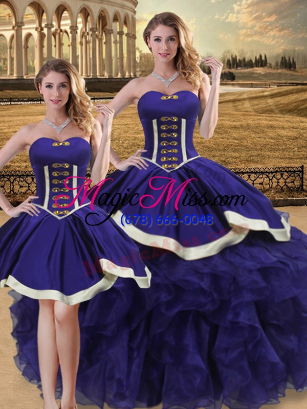 wholesale organza sweetheart sleeveless lace up beading and ruffles 15 quinceanera dress in purple