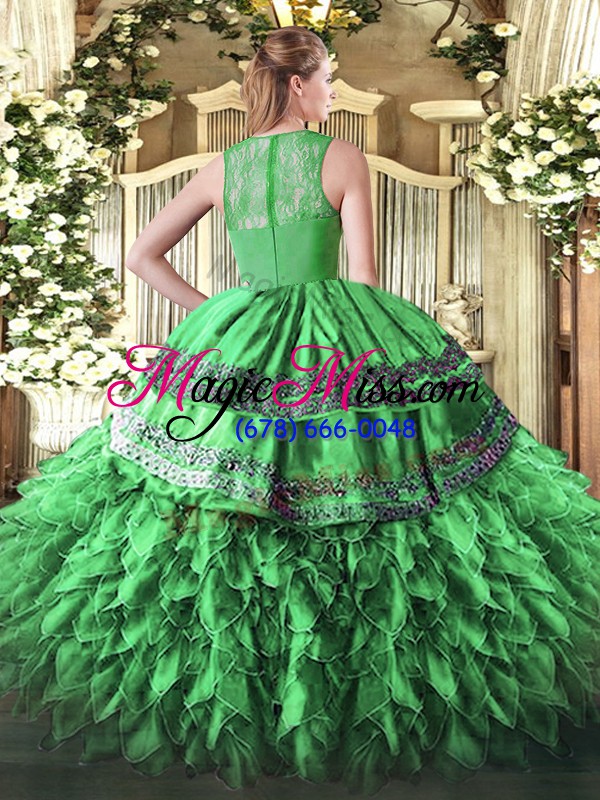 wholesale turquoise quinceanera gowns sweet 16 and quinceanera with appliques and ruffles straps sleeveless zipper