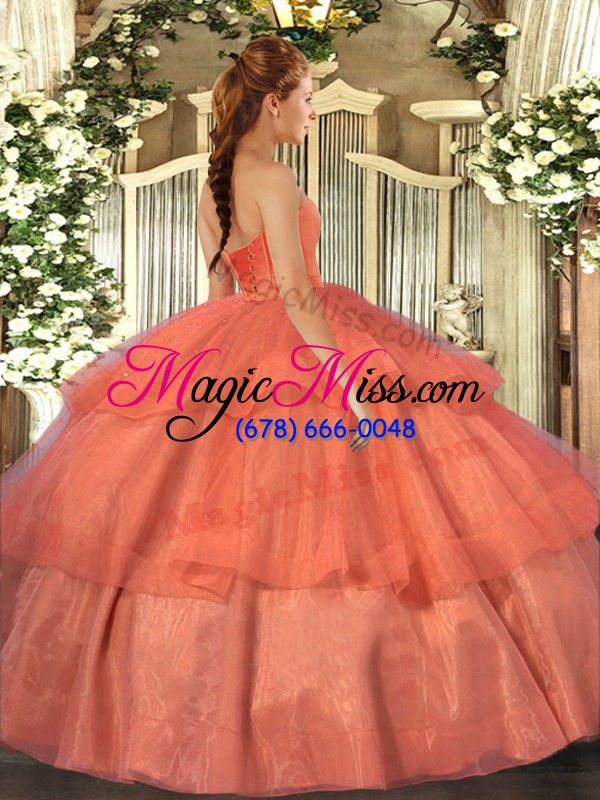 wholesale beading and ruffled layers 15th birthday dress hot pink lace up sleeveless floor length