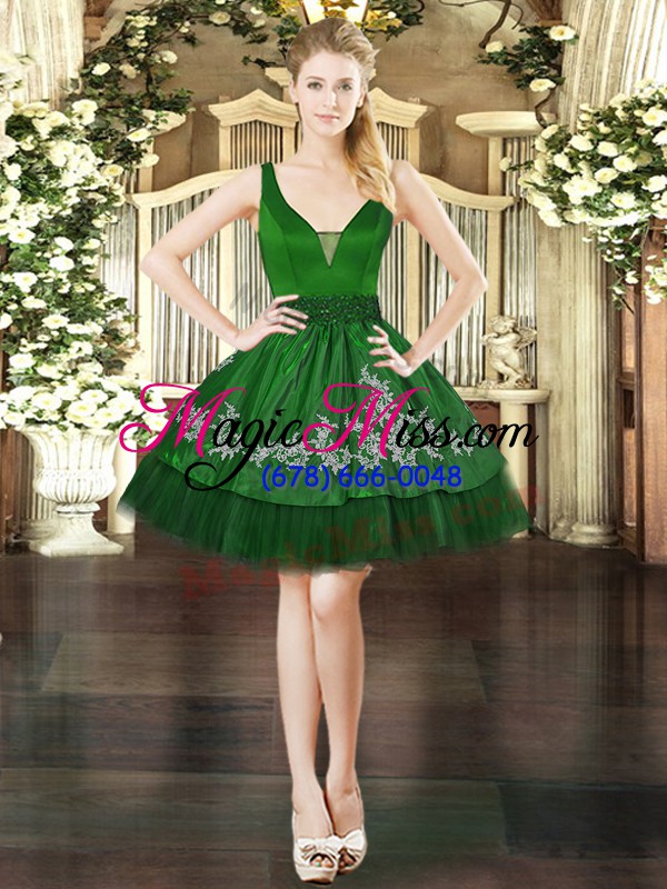 wholesale dark green sleeveless tulle lace up 15 quinceanera dress for military ball and sweet 16 and quinceanera