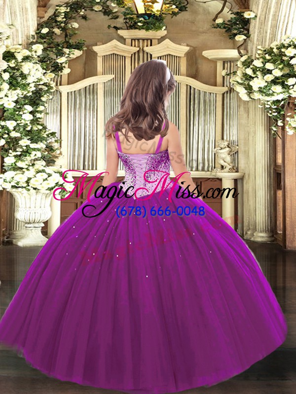 wholesale perfect straps sleeveless tulle pageant dress beading lace up