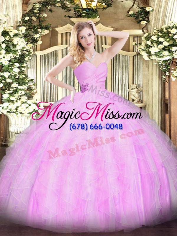 wholesale pretty ball gowns vestidos de quinceanera lilac sweetheart organza sleeveless floor length lace up