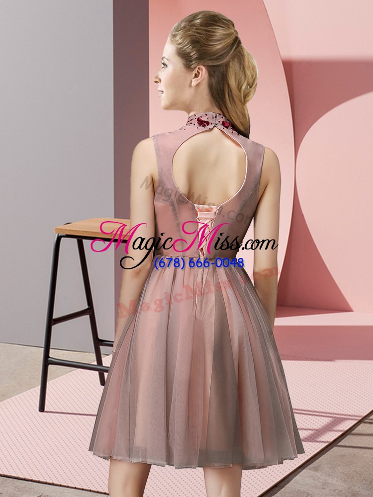 wholesale wonderful knee length empire sleeveless pink quinceanera court dresses lace up