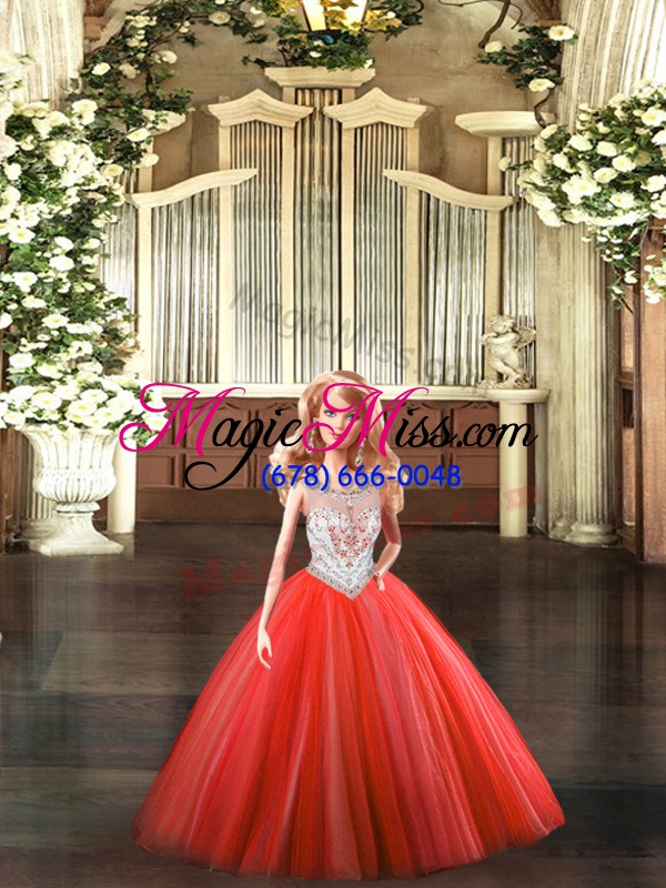wholesale fashion beading 15th birthday dress red lace up sleeveless floor length