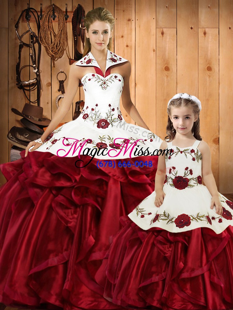 wholesale charming sleeveless embroidery and ruffles lace up sweet 16 quinceanera dress