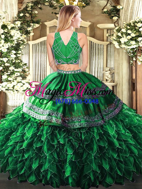 wholesale ideal sleeveless beading and ruffles zipper quince ball gowns
