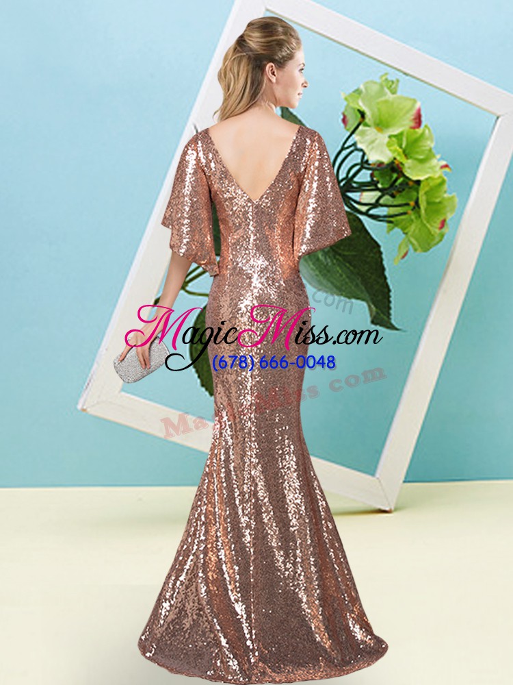 wholesale half sleeves sequins zipper dress for prom