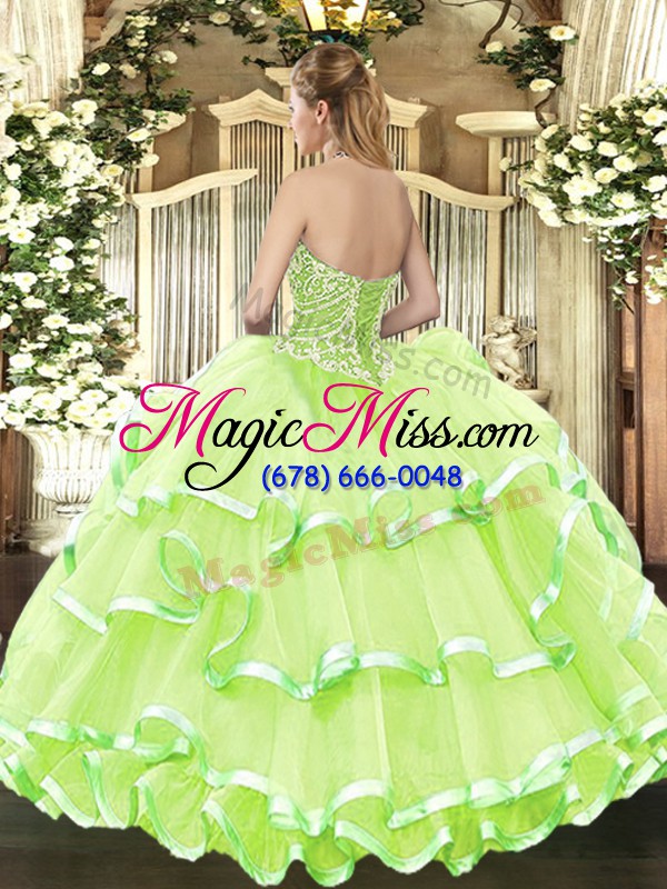 wholesale sophisticated sweetheart sleeveless 15 quinceanera dress floor length beading and ruffled layers gold organza