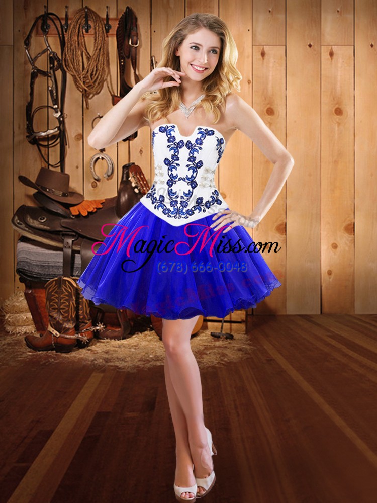 wholesale most popular royal blue quinceanera gowns military ball and sweet 16 and quinceanera with embroidery strapless sleeveless lace up