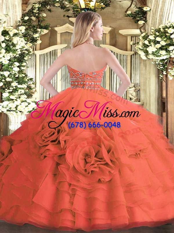 wholesale sleeveless zipper floor length beading and ruffled layers quinceanera gown