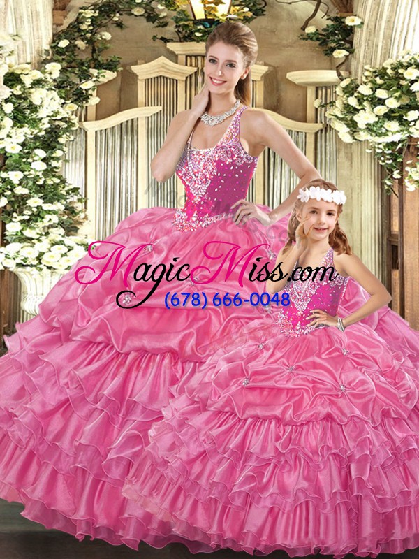 wholesale red sleeveless tulle lace up ball gown prom dress for military ball and sweet 16 and quinceanera