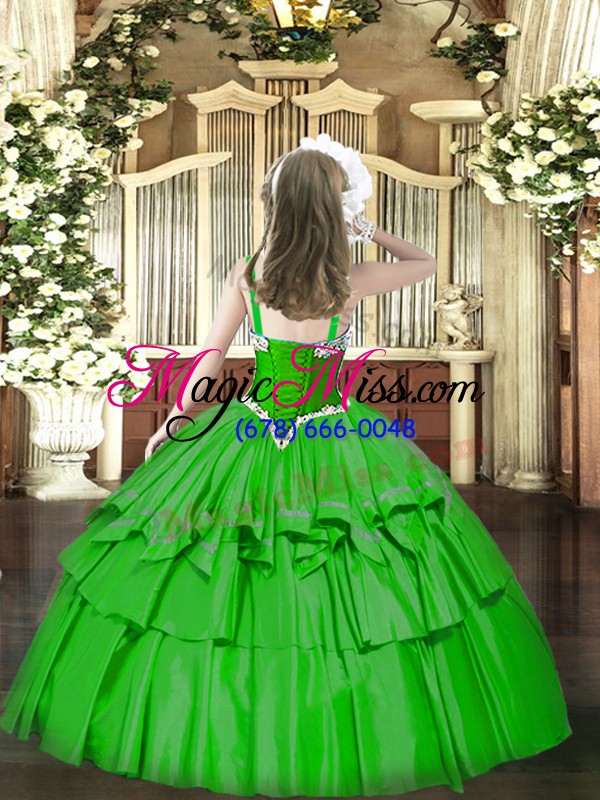 wholesale fantastic floor length lace up pageant gowns for girls green for party and quinceanera with beading and ruffled layers