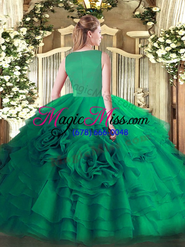 wholesale best selling olive green side zipper sweet 16 dresses beading and ruffled layers sleeveless floor length