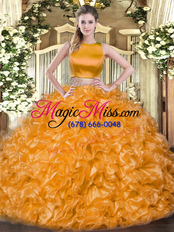 wholesale orange red sleeveless tulle criss cross 15th birthday dress for military ball and sweet 16 and quinceanera