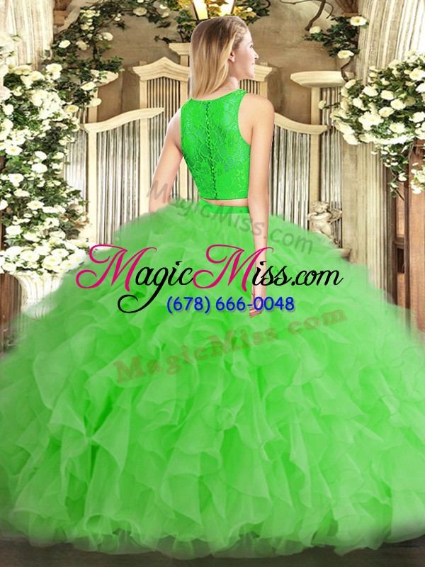 wholesale affordable scoop sleeveless tulle quinceanera dresses ruffles zipper
