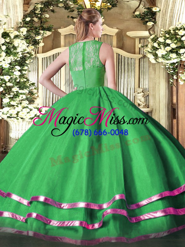 wholesale floor length ball gowns sleeveless green quinceanera gown zipper