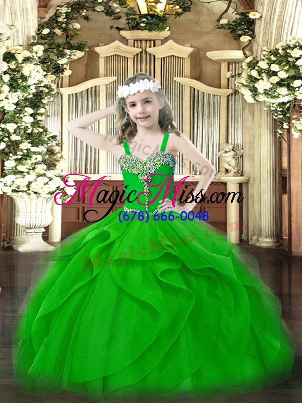 wholesale great sleeveless lace up floor length beading and ruffles little girls pageant dress