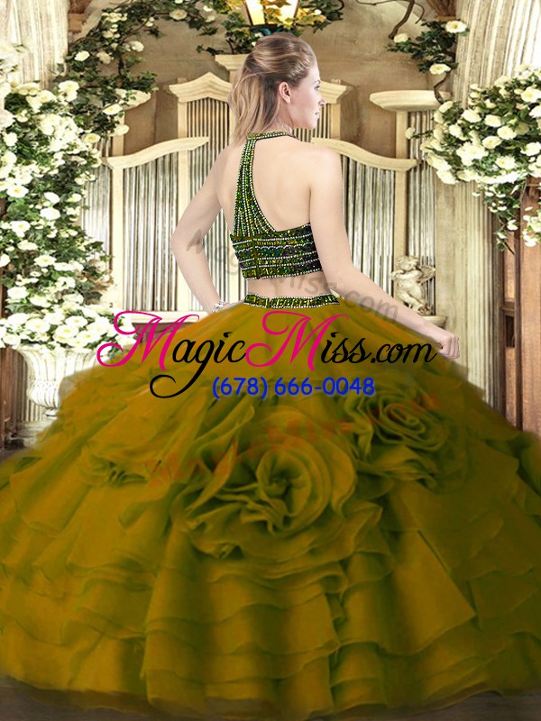 wholesale discount tulle sleeveless floor length quinceanera dresses and beading and ruffled layers