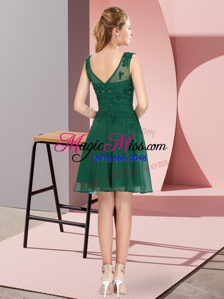 wholesale enchanting dark green scoop zipper appliques wedding party dress sleeveless