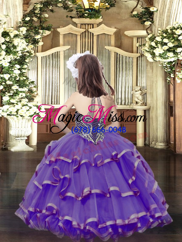 wholesale custom fit lavender halter top lace up beading little girl pageant dress sleeveless