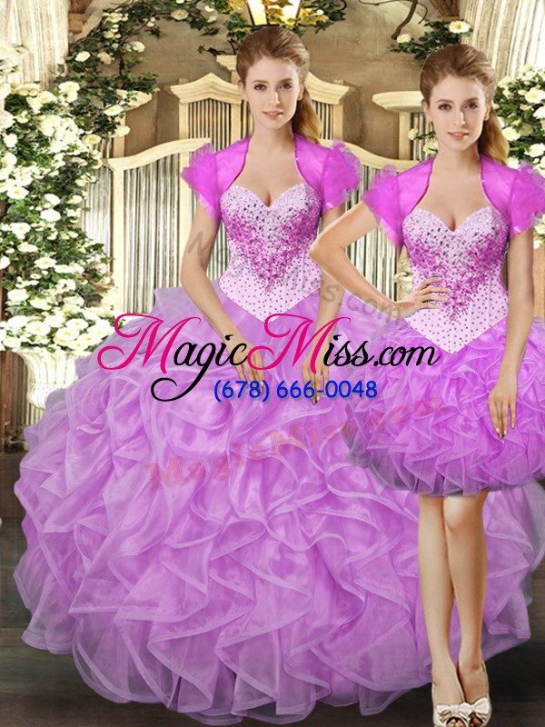 wholesale spectacular sleeveless beading and ruffles lace up quince ball gowns