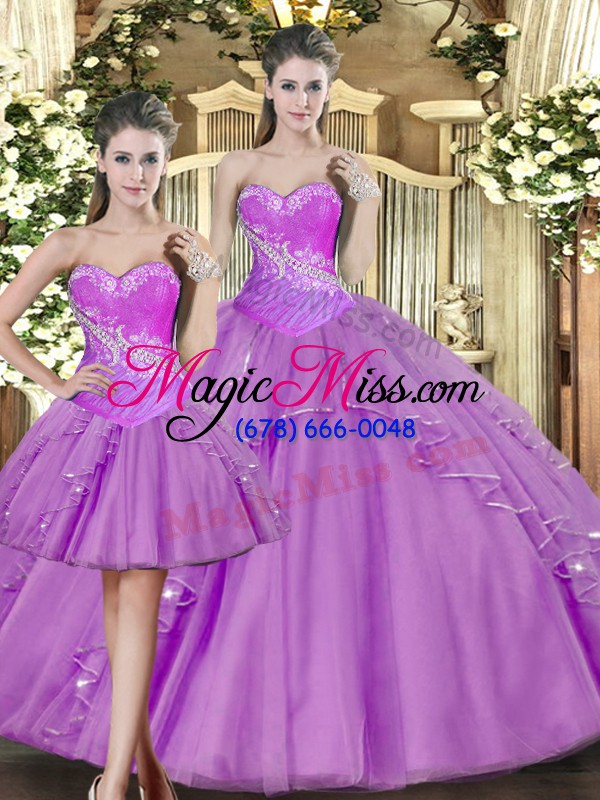 wholesale lilac sweetheart lace up beading quinceanera dress sleeveless