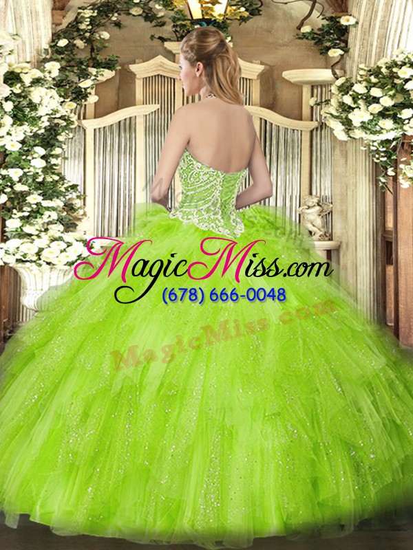 wholesale excellent organza sleeveless floor length quinceanera dresses and beading and ruffles