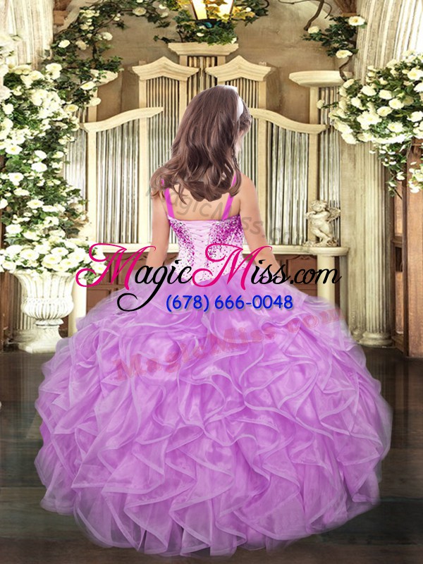 wholesale lovely sleeveless beading and ruffles lace up kids pageant dress