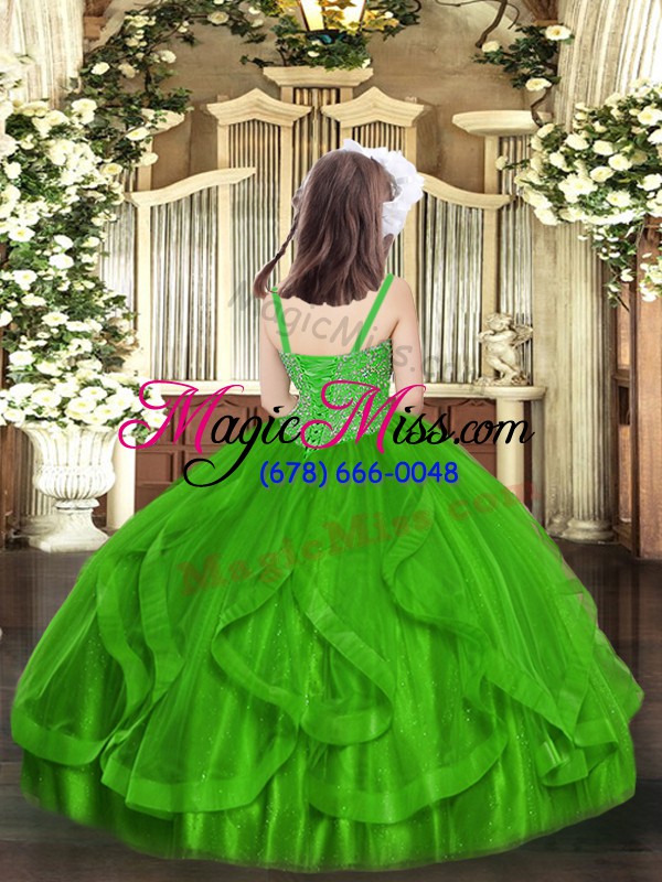 wholesale sleeveless beading and ruffles lace up glitz pageant dress