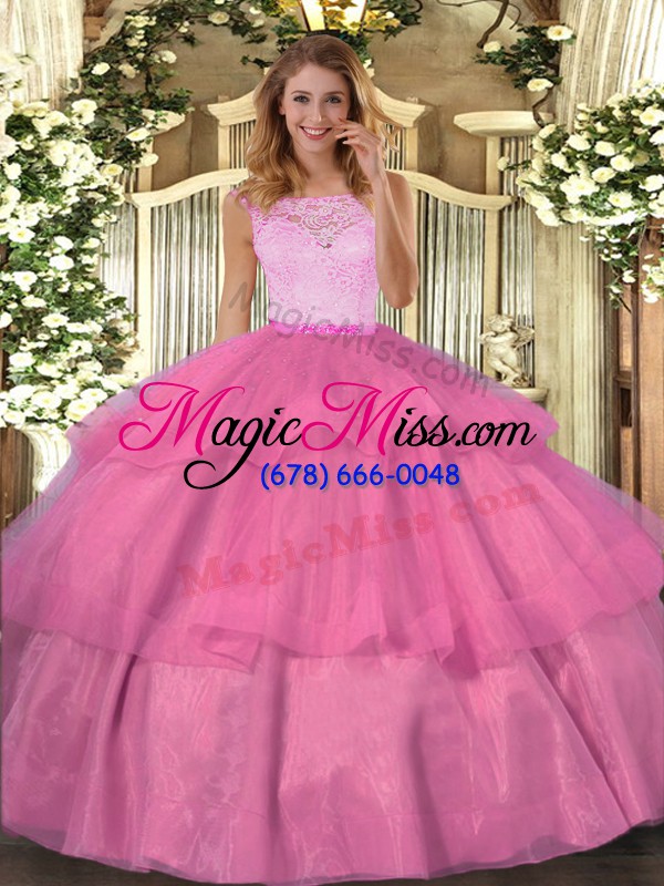 wholesale floor length ball gowns sleeveless hot pink quince ball gowns clasp handle