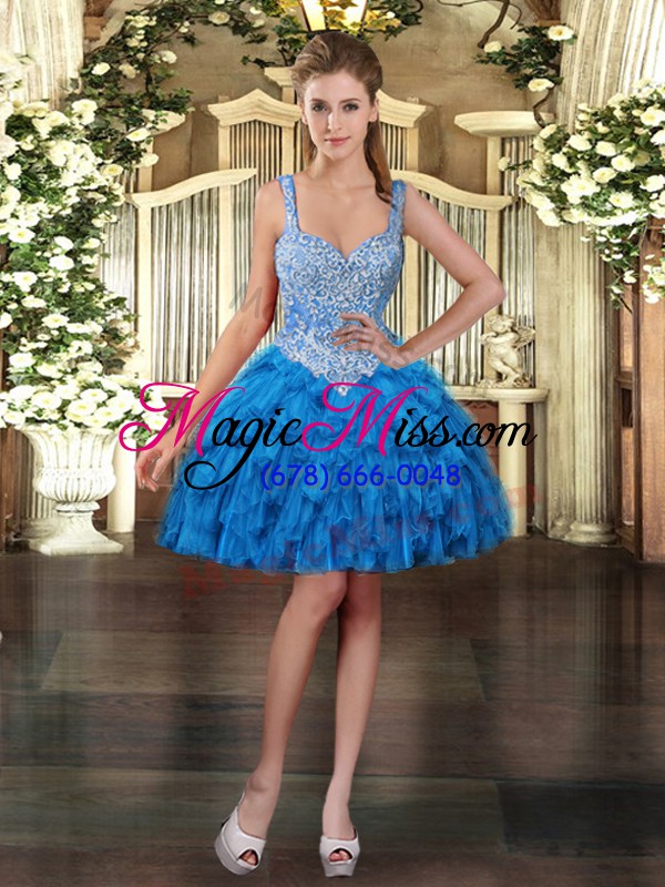wholesale popular teal tulle lace up sweet 16 dresses sleeveless floor length beading and ruffles
