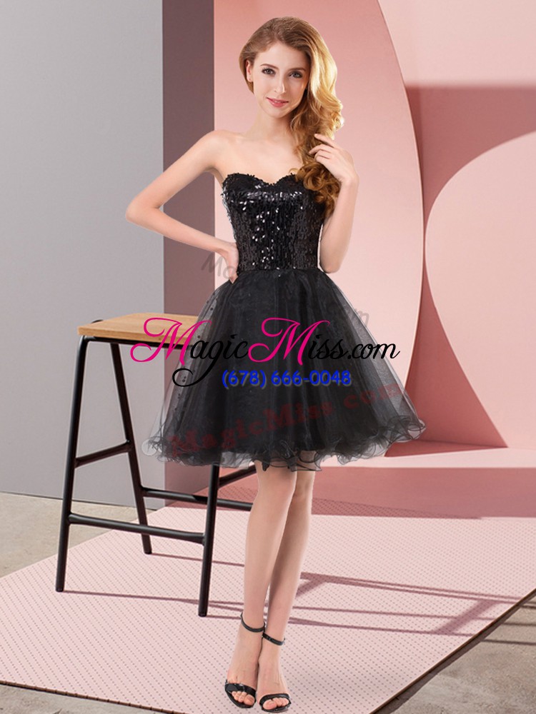 wholesale romantic black sleeveless tulle zipper prom dresses for prom and party