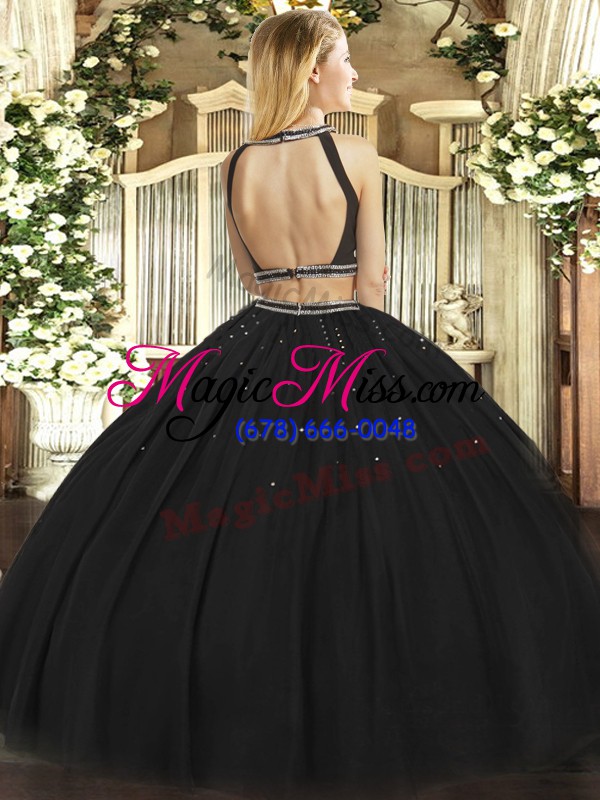 wholesale black vestidos de quinceanera military ball and sweet 16 and quinceanera with ruching halter top sleeveless backless