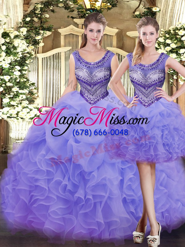 wholesale floor length lavender quinceanera dress scoop sleeveless lace up