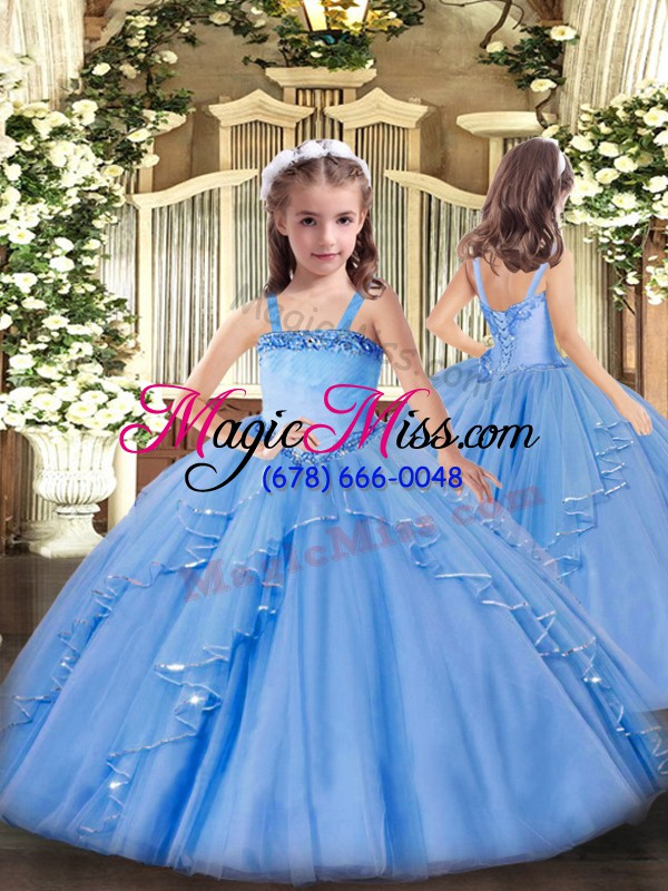wholesale baby blue organza lace up sweetheart sleeveless floor length vestidos de quinceanera beading and ruffles