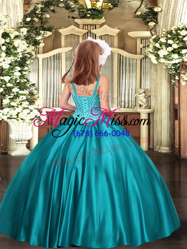 wholesale top selling floor length ball gowns sleeveless royal blue pageant dress for teens lace up