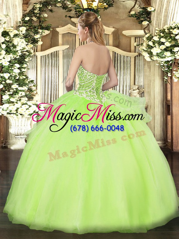 wholesale yellow ball gowns sweetheart sleeveless tulle floor length lace up beading and ruffles sweet 16 dresses