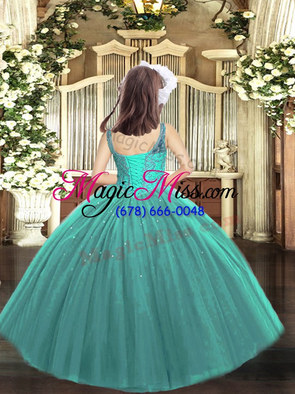 wholesale tulle sleeveless floor length little girl pageant gowns and beading