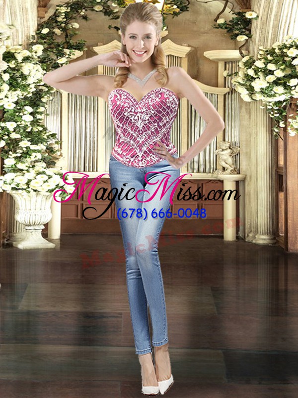 wholesale rose pink tulle lace up sweetheart sleeveless floor length sweet 16 dress beading