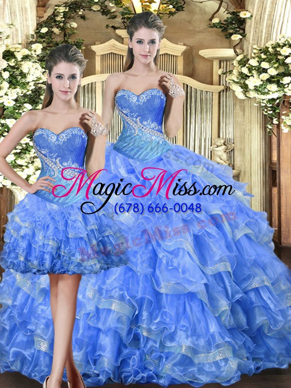 wholesale decent floor length baby blue quinceanera gown sweetheart sleeveless lace up
