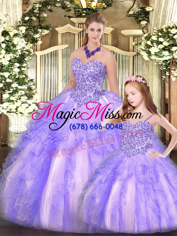 wholesale lavender ball gowns organza sweetheart sleeveless beading and ruffles floor length lace up sweet 16 dress