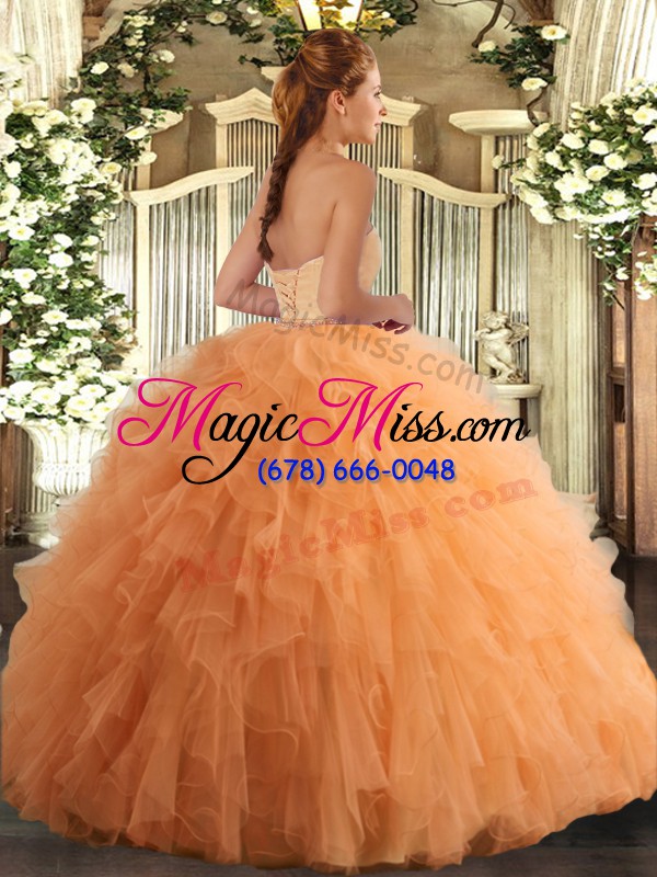 wholesale inexpensive hot pink tulle lace up quince ball gowns sleeveless floor length ruffles