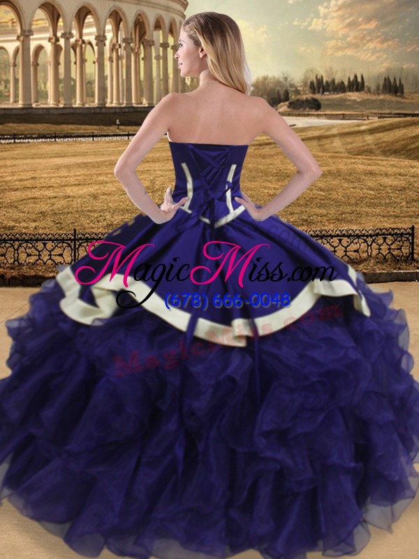 wholesale organza sweetheart sleeveless lace up beading and ruffles sweet 16 dresses in purple