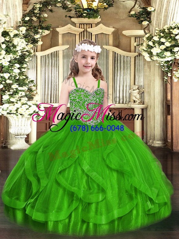wholesale fashion sleeveless beading and ruffles lace up pageant dress toddler
