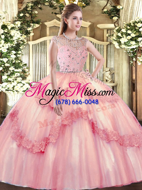 wholesale sleeveless beading and appliques zipper sweet 16 quinceanera dress