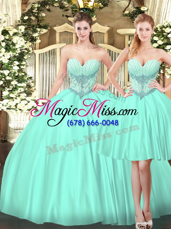 wholesale apple green sleeveless beading floor length sweet 16 dresses