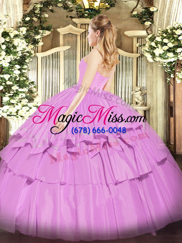 wholesale nice lavender sweetheart neckline beading and ruffled layers 15 quinceanera dress sleeveless lace up