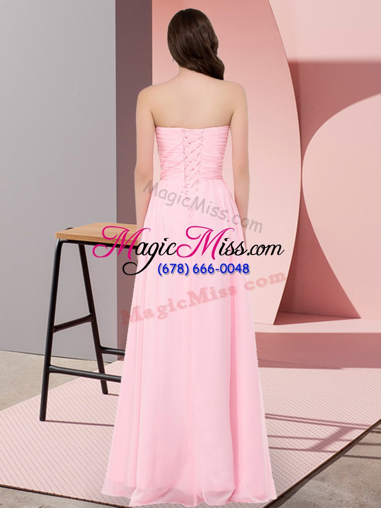 wholesale excellent baby pink empire appliques prom dresses lace up chiffon sleeveless floor length